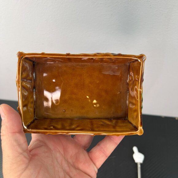 1960s MCM Ceramic Bamboo Style Ashtray Set of 3 with holder Lidded Made in Japan - Picture 11 of 16